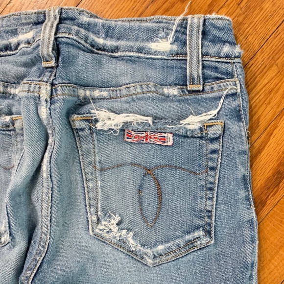 Hudson Jeans Denim - Hudson Distressed Light Wash Blue Straight Jeans